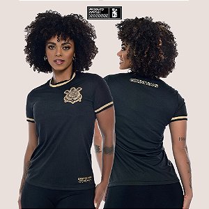 Camiseta Corinthians Gold Baby Look Feminina Original Leve Confortável Casual Respirável Premium