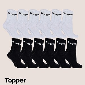 Kit 12 Pares Meia Topper Cano Médio Versátil