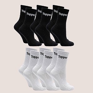 Kit 6 Pares Meia Topper Cano Alto Ideal Para Academia