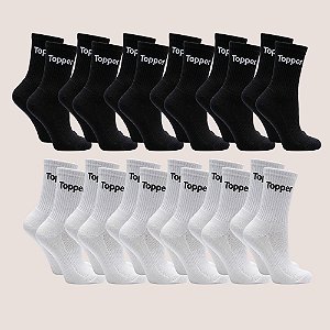 Kit 12 Pares Meia Topper Cano Alto Ideal Para Academia