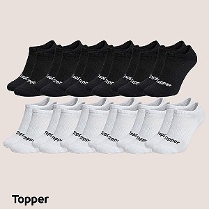 Kit 12 Pares Meia Baixa Topper Leve e Respirável
