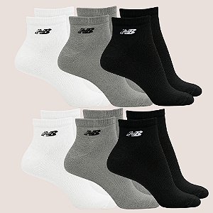 Kit 6 Meias De Algodão New Balance Cano Curto Confortável