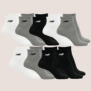 Kit 9 Meias De Algodão New Balance Cano Curto Confortável