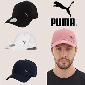 Boné Puma Metal Cat Original Aba Curva Ajustável Adulto Casual Esportivo Premium Confortável
