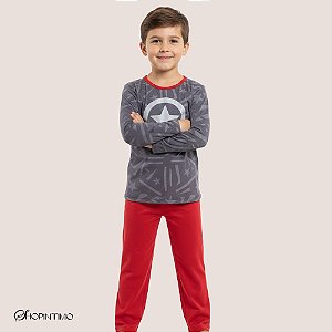Pijama Infantil Longo Masculino Inverno de Heróis
