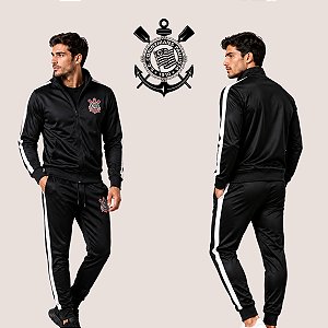 Conjunto Corinthians Masculino Jaqueta e Calça De Helanca Original Confortável Para Inverno