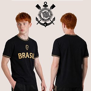 Camisa Infantil Corinthians Brasil CP Acabamento Premium Visual Diferenciado Para Torcer com estilo