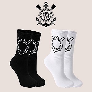 Meia Cano Médio Estampada Corinthians SCCP Confortável