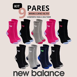 Kit 9 Pares de Meias Infantil Cano Alto Atoalhadas Casual