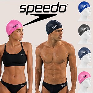Touca Speedo Flat Swim Cap em Silicone Original para Natação Piscina Adulto Lisa e Confortável