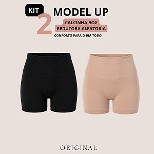 Kit 2 Calcinha Boxer Selene Model Up Redutora Sem Costura Cintura Alta Cós Duplo Modeladora