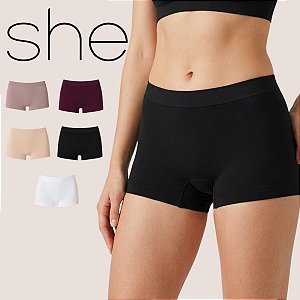 Calcinha Boxer Feminina She em Microfibra Sem Costura com Modelagem Anatômica Confortável