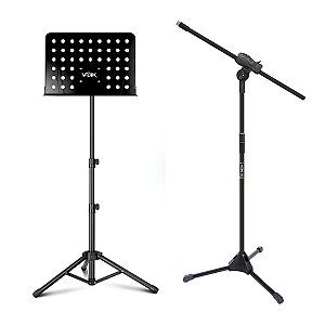 Kit Estante Partitura Com Pedestal Para Microfone Voik MS + SMV