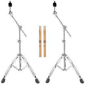Estante Para Prato Bateria Girafa Voik VPPG-4 Aço + Baqueta 7A