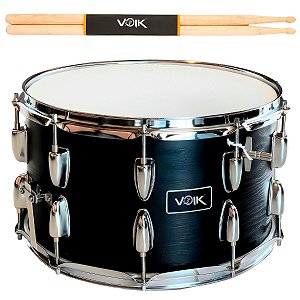 Caixa Bateria Voik 14x8 Madeira CB14 All Nigth + Baquetas 7A