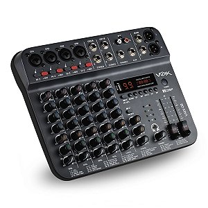 Mesa de Som Interface 8 Canais Bluetooth USB Voik VMX-08