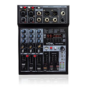 Mesa de Som 4 Canais com USB e Bluetooth 48v Igreja Voik VMX-402PRO