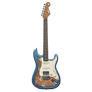 Guitarra Elétrica Profissional Strato Voik Blue Paisley Gloss