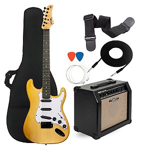 Kit Guitarra Elétrica Voik Startpack-150 Natural Com Amplificador