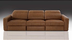 Sofá Aster Elétrico Retrátil e Reclinável 5 Lugares Couro Natural Com Sistema Touch Individual 2.90m