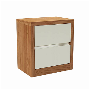 Mesa Cabeceira Moderna 53x58x45cm 2 Gavetas MDF OffWhite/Freijó - Quarto