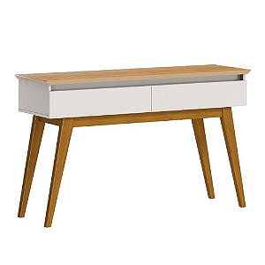 Aparador Sala Jantar Classic Off White 2 Gavetas 1,35m com Pés em Madeira Maciça