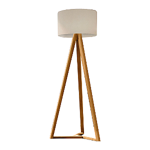 Luminária de Chão Classic Tripé 1,58m 110V Madeira Mel Com Cúpula