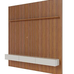 Painel Home Ripado Prime Nature Off White Sala de TV 75 Polegadas 2.80m