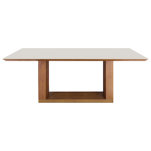 Mesa Jantar Roma 1.20X80m Base Madeira Lam T Vidro Laqueado