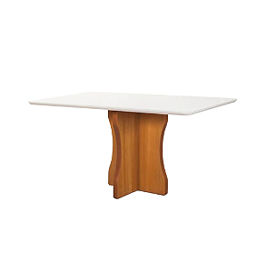 Mesa Jantar Viena 1.60X90m Base Madeira Lam Tampo Vidro Laq