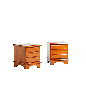 Kit 2 Mesa De Cabeceira Helena 3 Gavetas Madeira Maciça