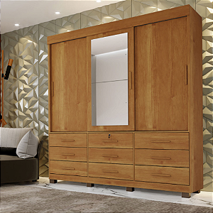 Guarda-Roupa Londres 1,80m 3 Portas 9 Gavetas