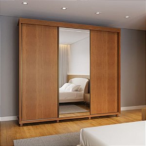 Guarda Roupa Casal Com Espelho Premiere 2.50m 3 Portas Correr