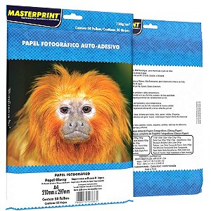 Papel Fotográfico Glossy Auto Adesiva 130g M² A4 50 Folhas