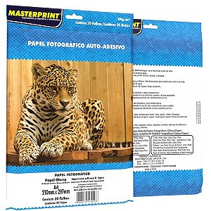 Papel Fotográfico A4 80g Glossy 100 Folhas Adesiva