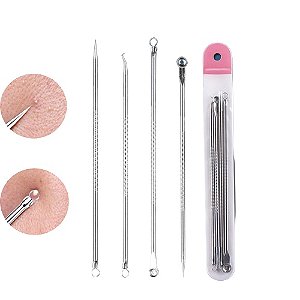 Extrator Removedor Limpeza Para Cravo Espinha Kit 4 Peças