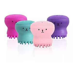 Esponja de Silicone Massageador Esfoliante Limpeza Facial Polvo para Skincare