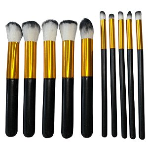 Kit Pincel Maquiagem Kabuki 10 Peças Profissional