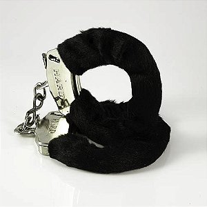 Algema De Metal Com Pelúcia Preta