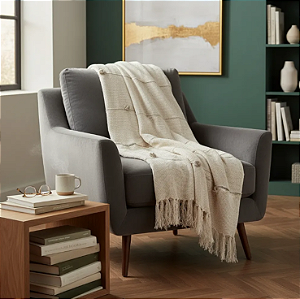 Manta Boho Eshana cru 120x180 cm