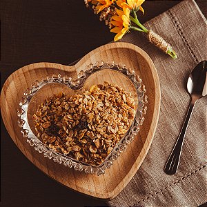 Bandeja de Bambu Heart Coração Natural Lyor 17x16,5cm