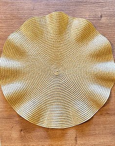 Jogo Americano de Poliéster Babado Dourado 38cm - Wolff