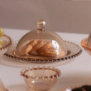 Queijeira de Cristal Pearl Âmbar 20cm x 9cm - Wolff