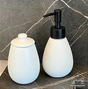 Conjunto 2 Peças para Banheiro de Cerâmica Granilite Branco - Wolff