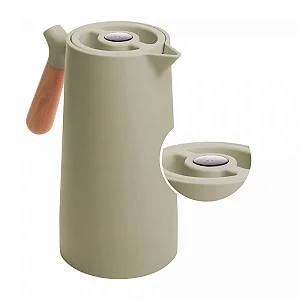 Garrafa Térmica de Plástico com Cabo de Madeira e Termômetro Nórdica Menta 1L - Wolff