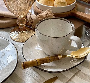 Xícara Grandes 220 ML Com Pires em Porcelana Ryo Maresia - Oxford