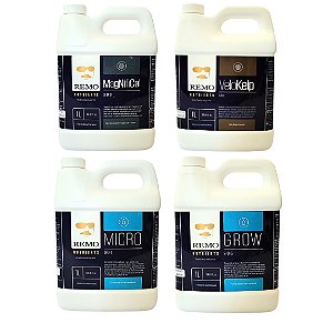 Kit Remo Nutrients Vegetação Completo 4x1L: Grow Micro Magnifical Velokelp