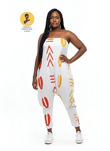 Macacão Saruel Tomara que Caia Afro Composição 96% Poliéster 04% Elastano