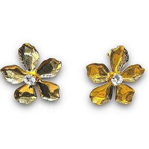 Brinco Semijoia Flor com Ponto de Luz