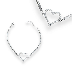 Pulseira Riviera Coração Prata 925 2mm